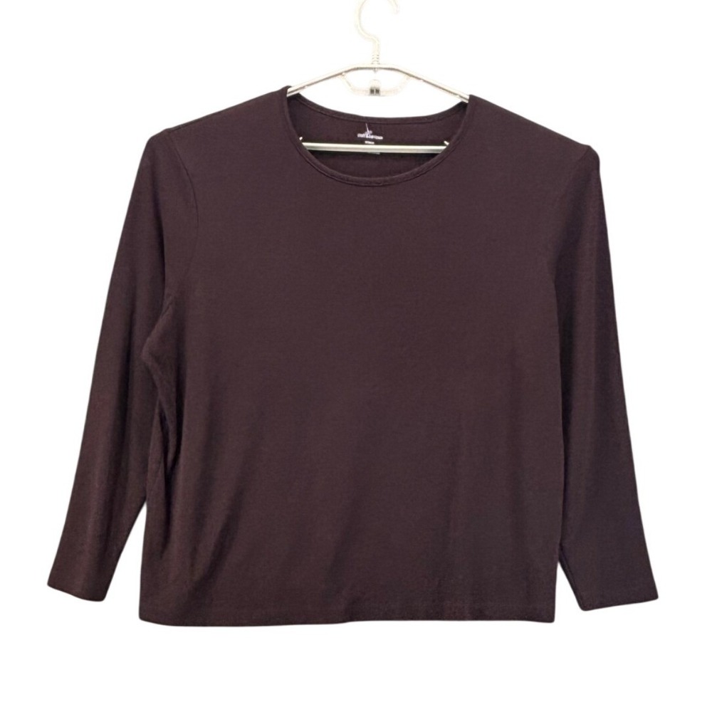 Croft And Barrow Womens Long Sleeve Tee Size 3X Brown Pima Cotton Baselayer